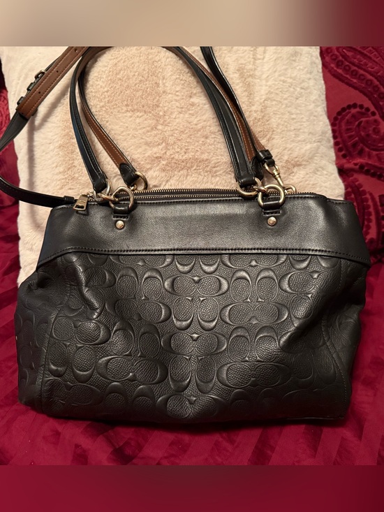 COACH Brooke CarryAll Black Signature Embossed Leather Purse main image 4